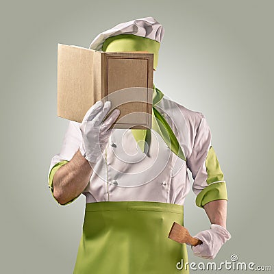 Chef with cook book Stock Photo