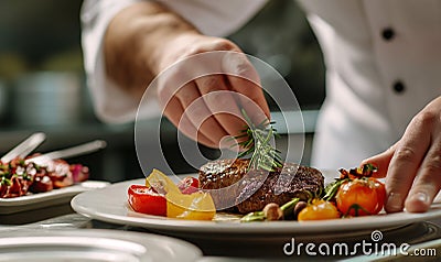 Chef Cook Food Steak Resteraunt Kitchen Concept Stock Photo