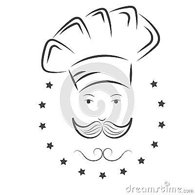Chef. cook hat witn mustache illustration eps 10 Vector Illustration