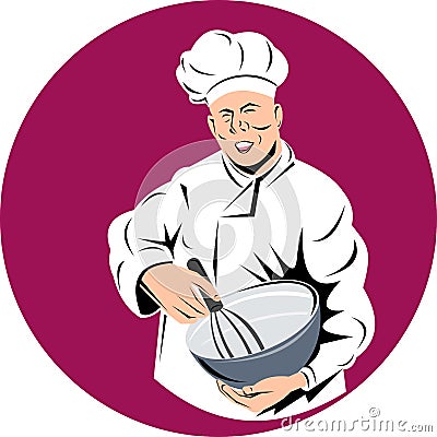 Chef cook holding a mixing bowl Vector Illustration