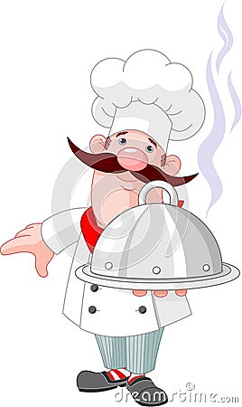 Chef cook and plate Vector Illustration