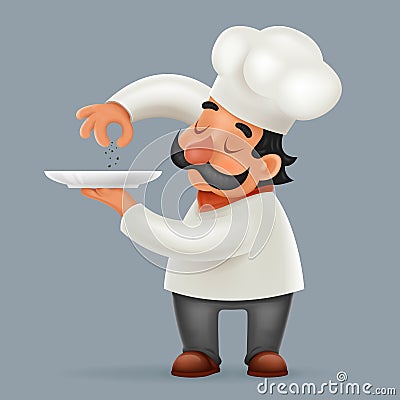 Chef Cook Serving Food 3d Realistic Cartoon Character Design Isolated Vector Illustrator Vector Illustration
