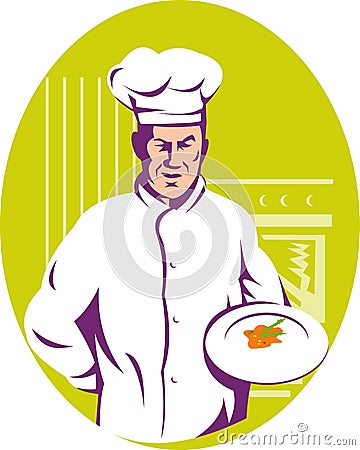 Chef Cook serving a meal Vector Illustration