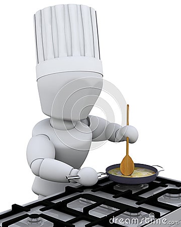 Chef cooking at burner Stock Photo