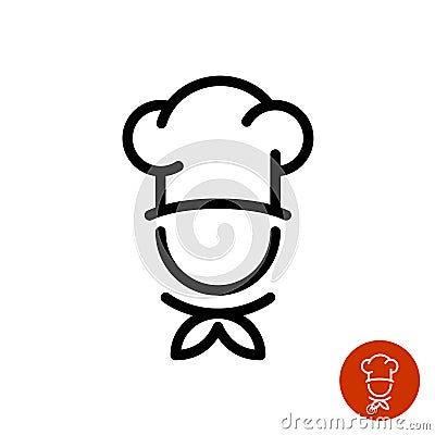 Chef in a cooking hat outline logo Vector Illustration