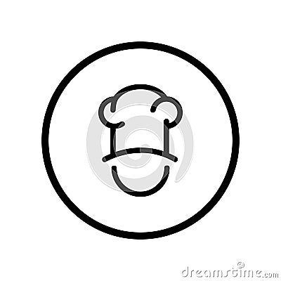 Chef in a cooking hat vector icon outline logo. Kitchen simple black icon. Vector Illustration