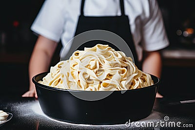 A chef cooking homemade pasta close up Stock Photo