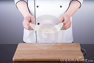 Chef cooking shawarma in restaurant kitchen33 Stock Photo