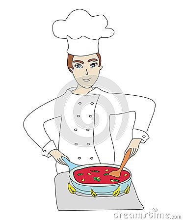 Chef cooks Vector Illustration