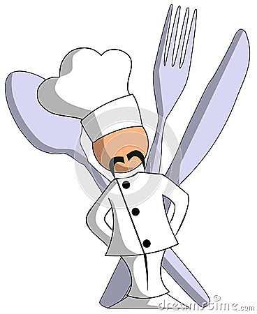 Chef with cutlery Vector Illustration
