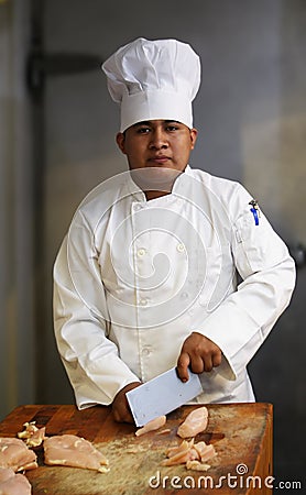 Chef Cutting Meat 2 Stock Photo