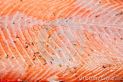 Chef Cutting salmon fish Stock Photo