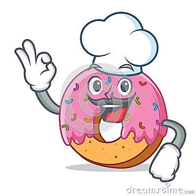 Chef Donut character cartoon style Vector Illustration