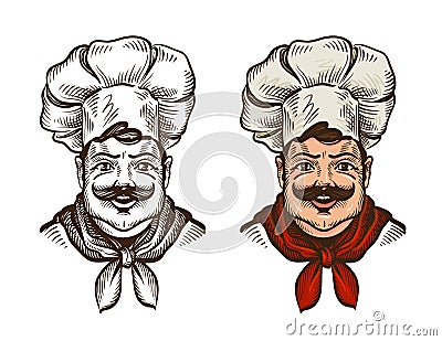 Chef face caricature cartoon. Vector illustration Vector Illustration