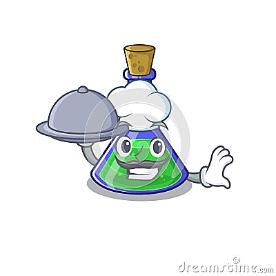 Chef with food magic potion cartoon shaped in character Vector Illustration