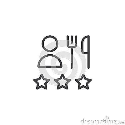 Chef, fork knife and three stars line icon Vector Illustration