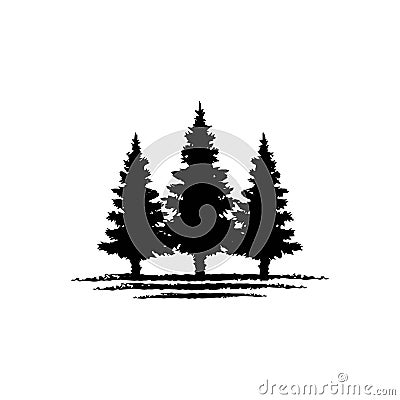 Vintage retro hipster Evergreen, Pine Cedar, blue spruce tree Logo design Vector Illustration