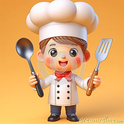 Chef funny cartoon. AI generated Stock Photo