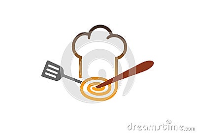 Chef Fusion Logo Design Illustration Vector Illustration