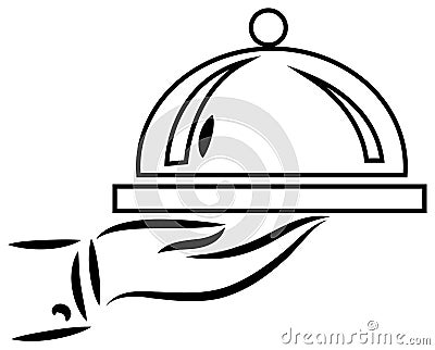 Chef hand with plate Vector Illustration