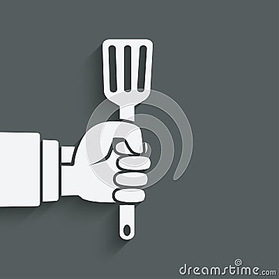Chef hand with turner Vector Illustration