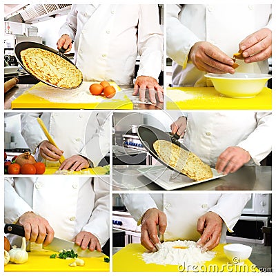 Chef hands photo collage Stock Photo