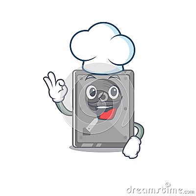 Chef hard drive internal mascot isolated cartoon Vector Illustration