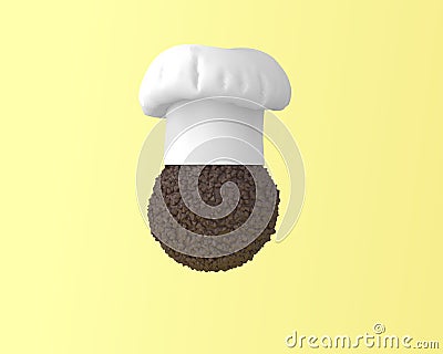 Chef hat with chocolate chips concept on pastel yellow background. minimal idea food and fruit concept. Idea creative to produce Stock Photo