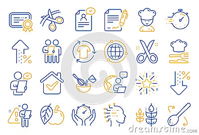 Chef hat, Customer survey, Fast delivery line icons. Approved application, Scissors cutting ribbon. Vector Vector Illustration