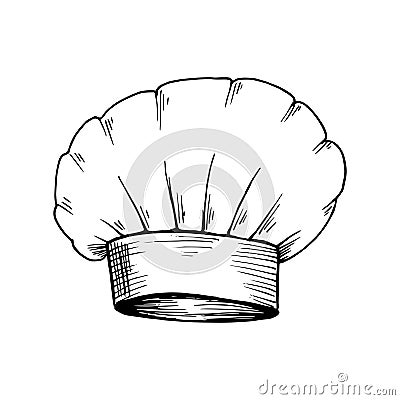 Chef hat. Hand-drawn sketch isolated on white. Vector illustration Vector Illustration