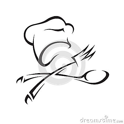 Chef hat with knife and fork Vector Illustration