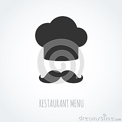 Chef hat and mustache abstract vector icon. Vector Illustration