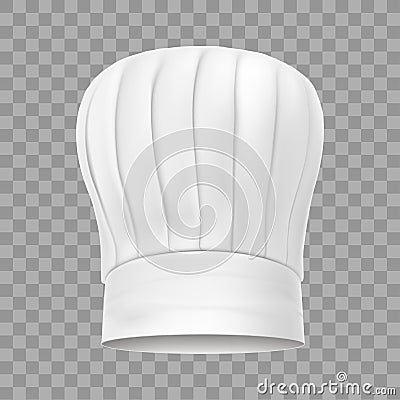 Chef hat with realistic shadow isolated on transporent background. Cook cap tall baker toque headdress for kitchen staff Vector Illustration