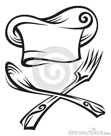Chef hat with spoon and fork Vector Illustration
