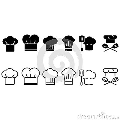 Chef hat vector icon set. cook illustration sign collection. kitchen symbol. restaurant logo. Vector Illustration