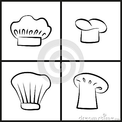 Chef Hats Monochrome Minimalistic Sketches Set Vector Illustration