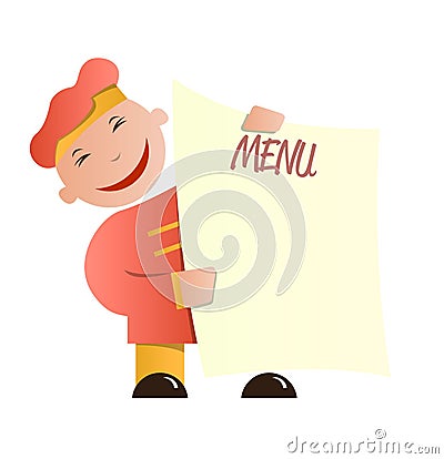 Chef holding blank menu Vector Illustration