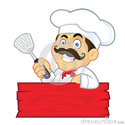 Chef Holding Spatula Vector Illustration