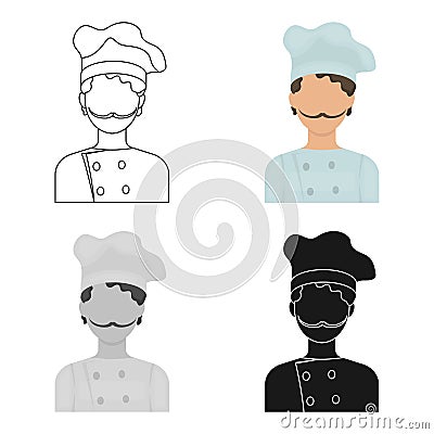 Chef icon in cartoon style isolated on white background. Pizza and pizzeria symbol stock vector illustration. Vector Illustration