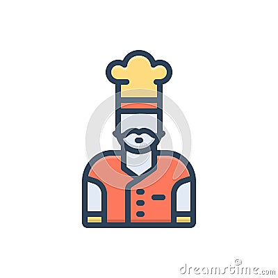 Color illustration icon for Chef, cook and cuisinier Vector Illustration