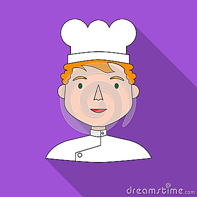 Chef icon in flat style isolated on white background. People of different profession symbol stock vector illustration. Vector Illustration