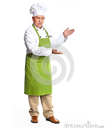 Chef inviting in restaurant. Stock Photo