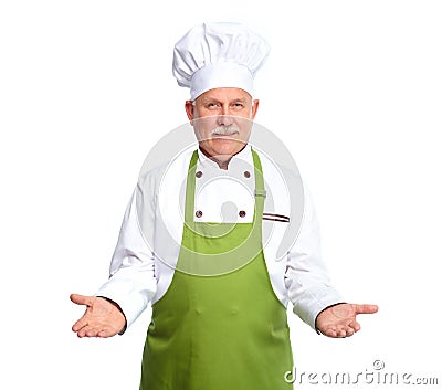 Chef inviting at restaurant. Stock Photo