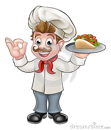 Chef Kebab Cartoon Vector Illustration