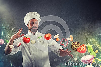 Magic chef ready to cook a new dish Stock Photo