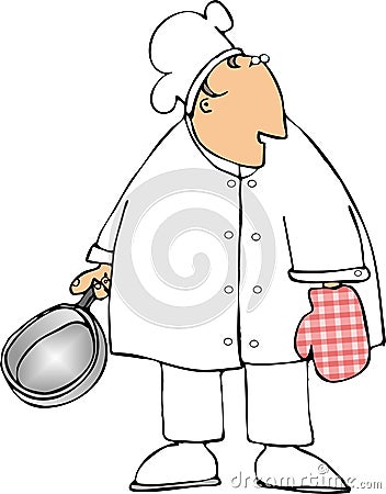 Chef with an oven mitt Cartoon Illustration