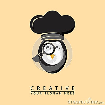 chef penguin logo design Vector Illustration