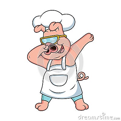 chef pig are dubbing with cool glasses Stock Photo