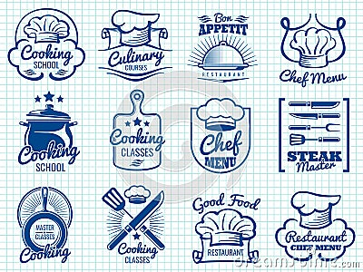 Chef retro labels collection - restaurant or cafe logos design Vector Illustration