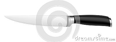 Chef's kitchen knife with a black handle isolated Vector Illustration